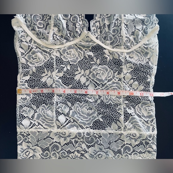 White Lingerie Set Lace Teddy Bodysuit Garter Matching Panties Size M NEW! - Picture 2 of 5